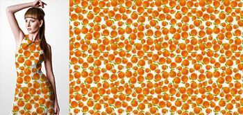 30002v Materiał ze wzorem malowane owoce (pomarańcza)